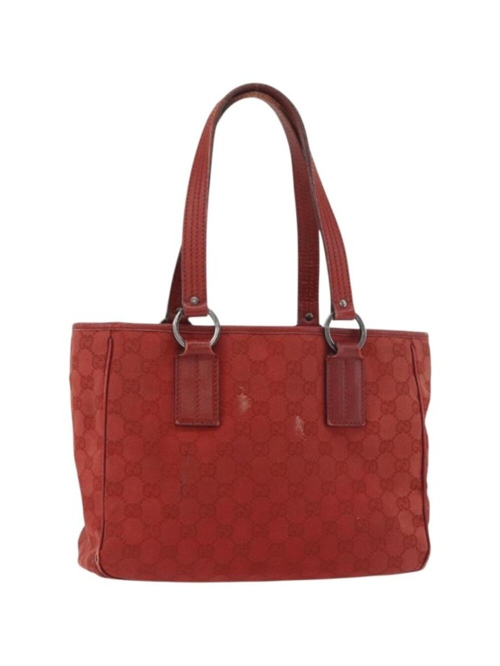 GUCCI GG Canvas Tote Bag Silver Red 113019